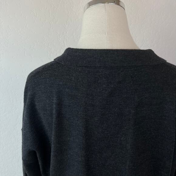 Poetry Merino Wool Blend Tunic Top Oversized Side Slits Button Collar Gray sz 8 - Picture 7 of 11